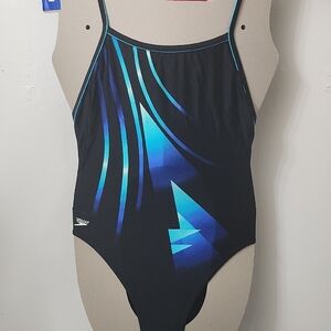 Speedo Black and Blue Women's One Piece Swimsuit